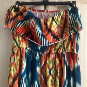 Strapless colorful maxi dress